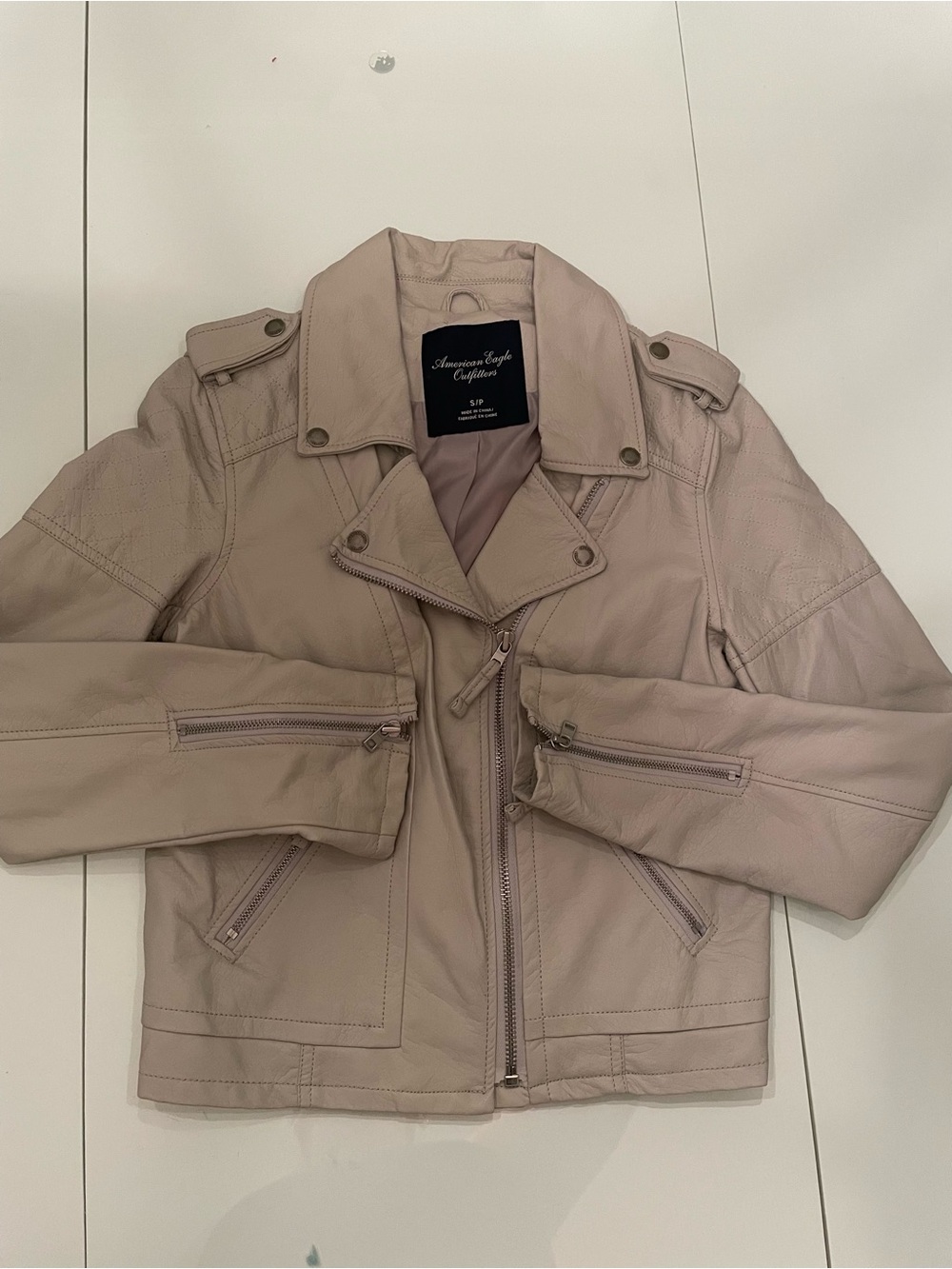 American Eagle Outfitters Blush Leather Moto Jacket